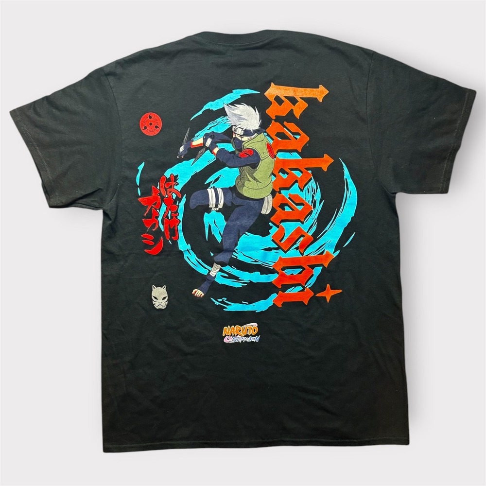 Naruto Shippuden Kakashi Hatake Black Graphic T-Shirt Mens Large CultureFly‎